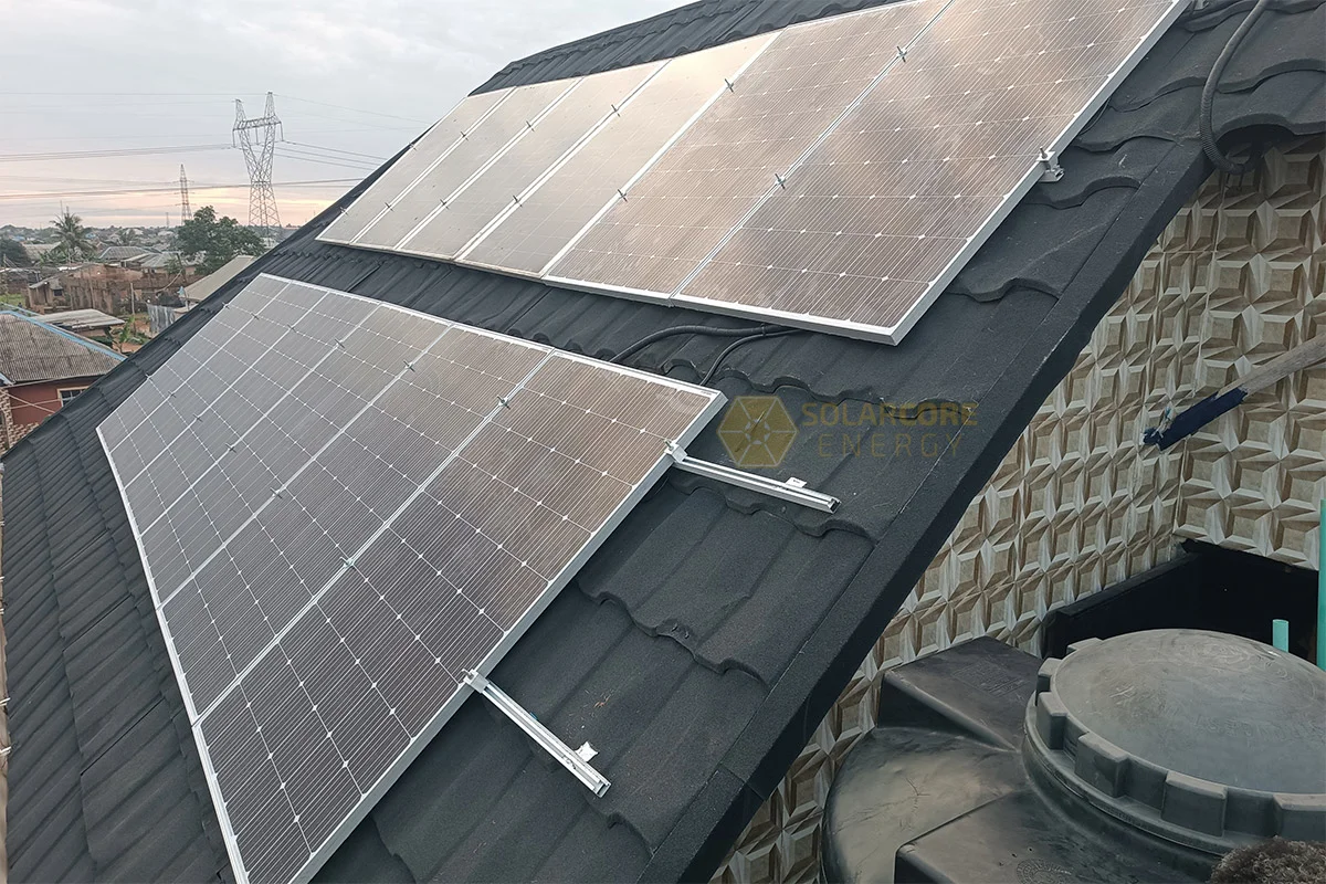 4.2kWp solar panel array on 3-bedroom apartment rooftop in Ikola Ipaja Lagos